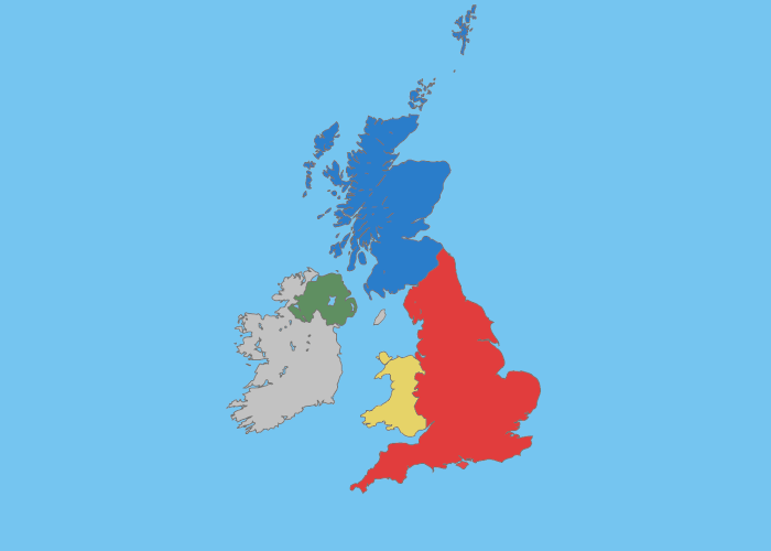 A map of the United Kingdom of Great Britain and North Ireland