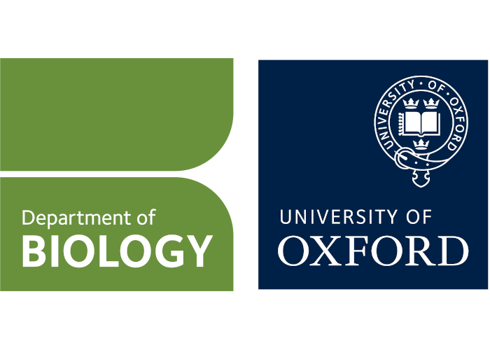 The logo of the University of Oxford and the Department of Biology.